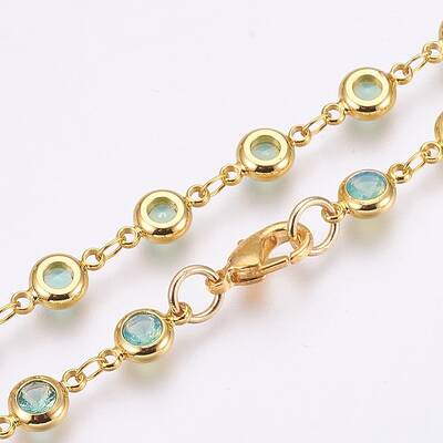 Faceted Glass Link Chain Necklaces