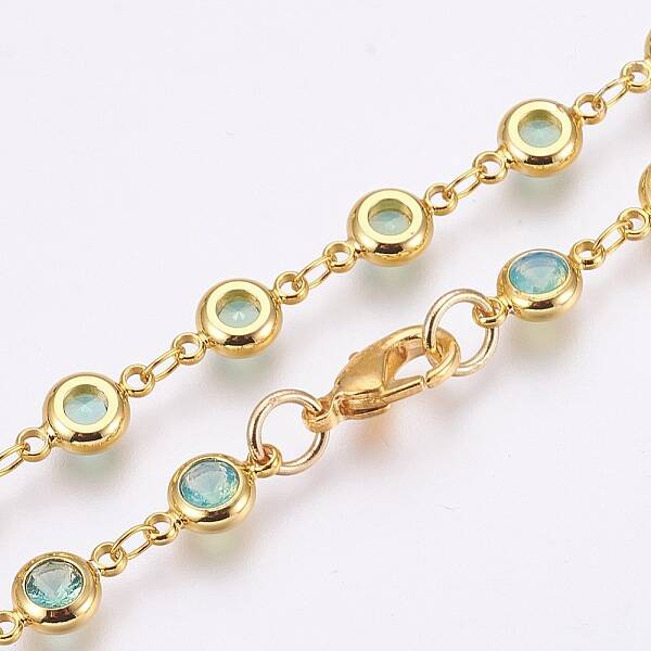 Faceted Glass Link Chain Necklaces