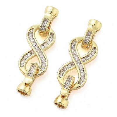 Brass with Clear Cubic Zirconia Fold Over Clasps