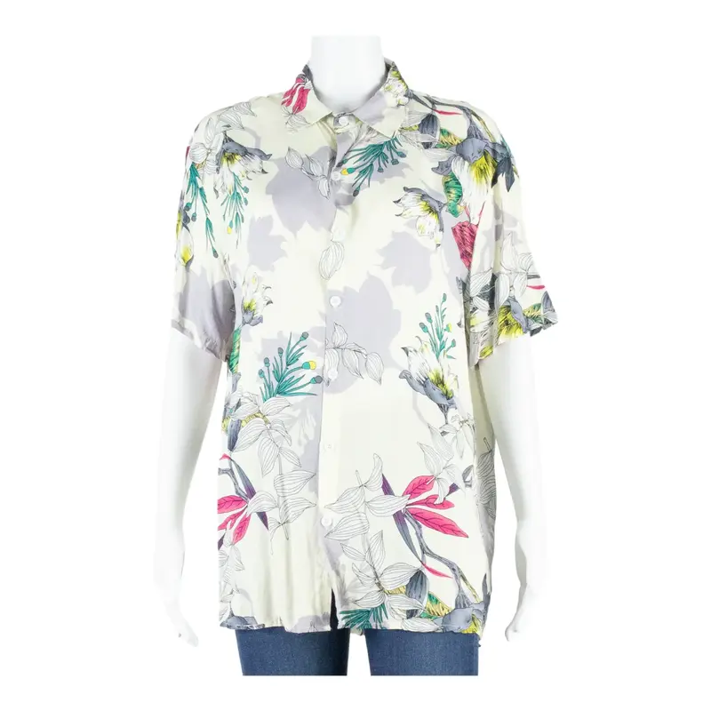 Womens Printed Blouse Beige Floral M