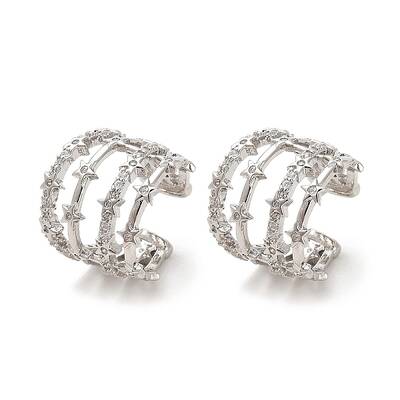 Star Brass Cuff Earrings