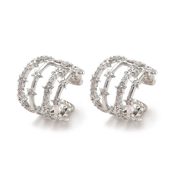 Star Brass Cuff Earrings
