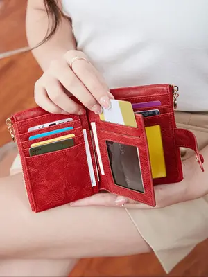 Women's Simple Style Plain Color Zipper Wallet, Simple Casual Trendy Versatile Wallet, Fashionable Wallet for Daily Use