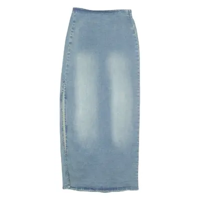 BERSHKA Denim Look Womens Pencil Skirt Blue Long XS