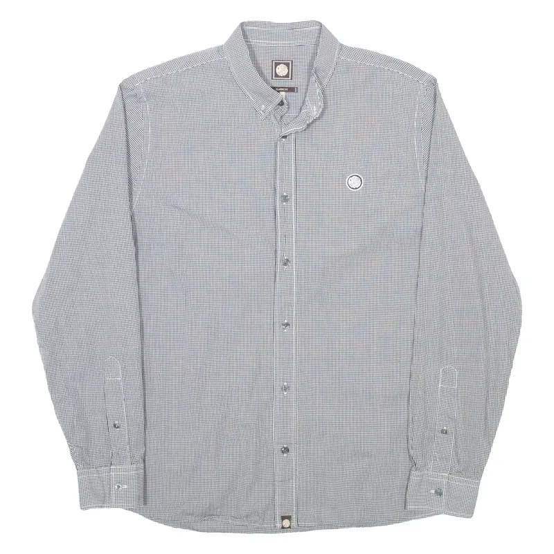 PRETTY GREEN Mens Shirt Black Gingham Long Sleeve L