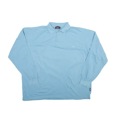 RIFLE Polo Shirt Blue Long Sleeve Mens XL