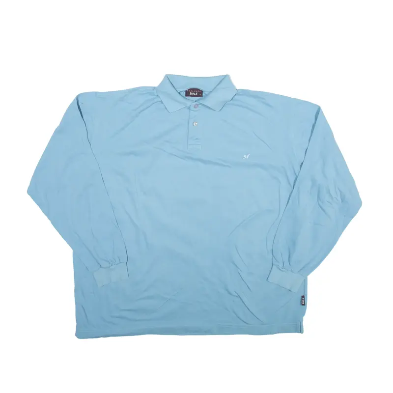 RIFLE Polo Shirt Blue Long Sleeve Mens XL