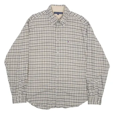 TOMMY HILFIGER Mens Shirt Brown Check Long Sleeve L