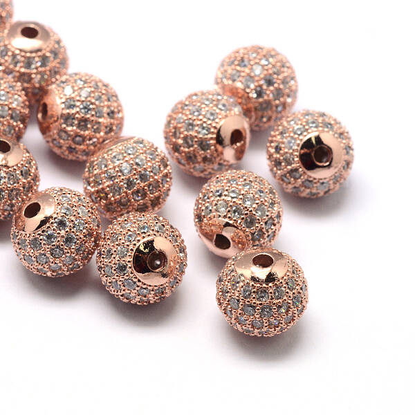Rack Plating Brass Cubic Zirconia Beads