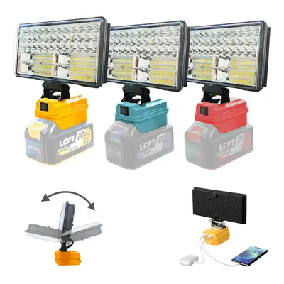 8-Inch Cordless LED Work Light for 18V/20V Battery, Portable LED Flashlight with USB & Type-C Charging Port, Lamp, LED Flo...