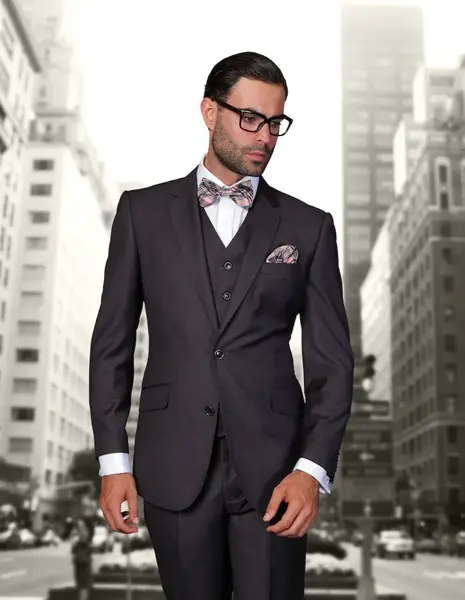 Statement Men's 100% Wool 3 Piece Suit - Solid Colors Outlet