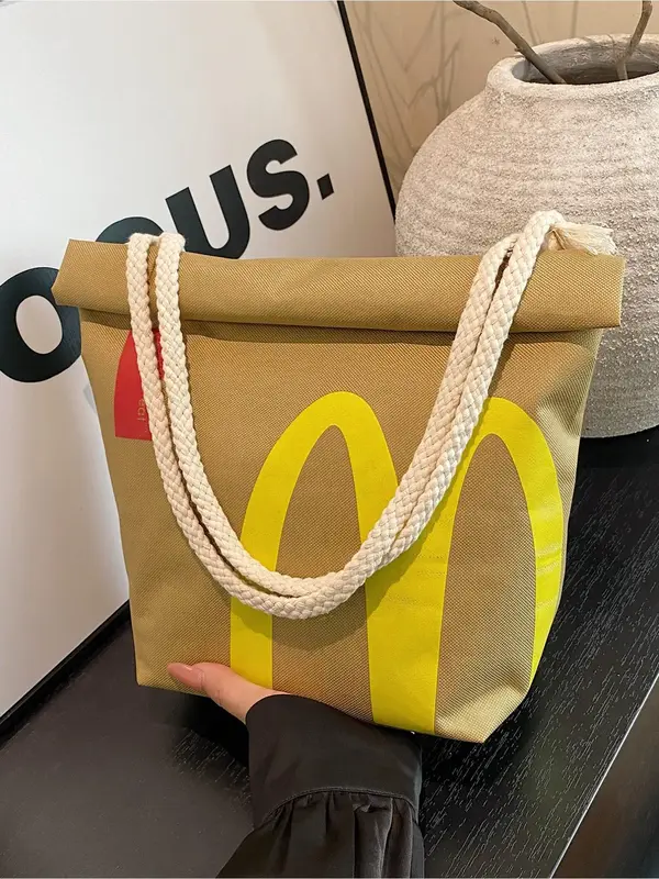 Fashion Letter Pattern Wear-resisting Tote Bag, Casual Large Capacity Shoulder Bag for Women, Trendy All-match Bag for Daily ...