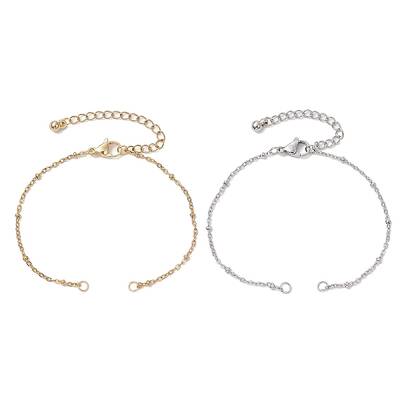 2Pcs 2 Colors 304 Stainless Steel Satellite Chain Bracelet Making