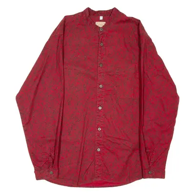 Mens Shirt Red Floral Long Sleeve M