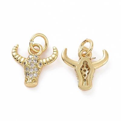 Brass Micro Pave Cubic Zirconia Charms