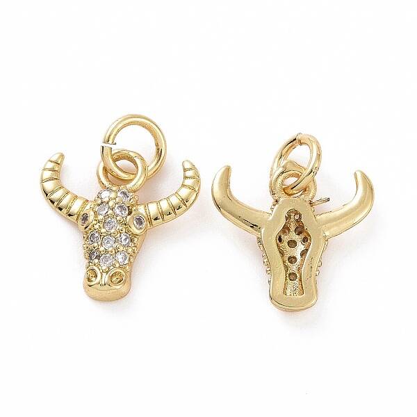 Brass Micro Pave Cubic Zirconia Charms