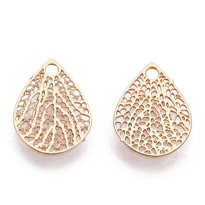 Rack Plating Brass Filigree Charms