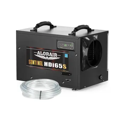 AlorAir 120 PPD Crawl Space Dehumidifiers with Pump and Drain Hose | Sentinel HDi65S (Black) | Size for 1300 sq.ft