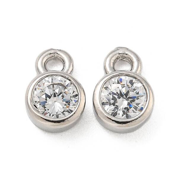 Brass Micro Pave Cubic Zirconia Charms