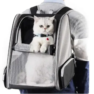 Portable Pet Carrier Bag, Foldable Breathable Pet Backpack, Foldable Outdoor Travel Bag For Dogs & Cats