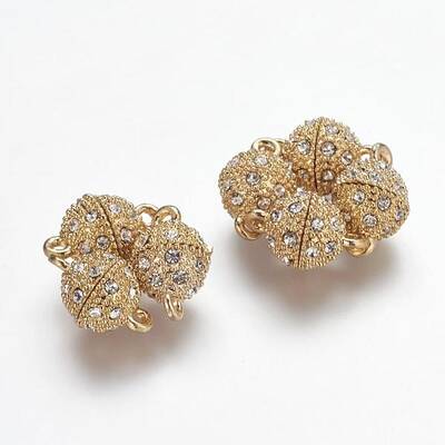 Alloy Rhinestone Magnetic Clasps with Loops