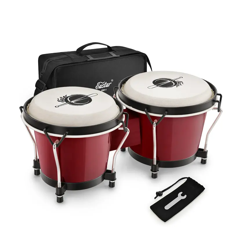 Eastar Bongo Drums 6” and 7” Congas Drums for Kids Adults Beginners Professional Wood Percussion Instrument with Bag and ...