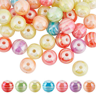 60Pcs AB Color Plated Acrylic Beads