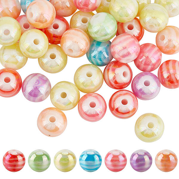 60Pcs AB Color Plated Acrylic Beads