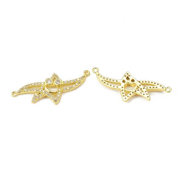 Brass Pave Clear Cubic Zirconia Connector Charms