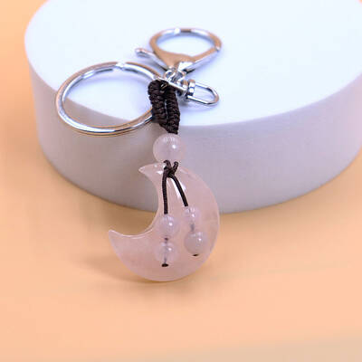 Natural Rose Quartz Charms Keychains