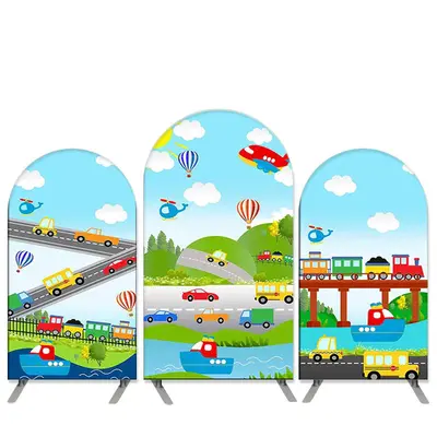 Aperturee Cartoon Highway Theme Sky Blue Birthday Arch Backdrop Kit | Diy Chiara Backdrop Cover | Chiara Arch Backdrop Diy | ...