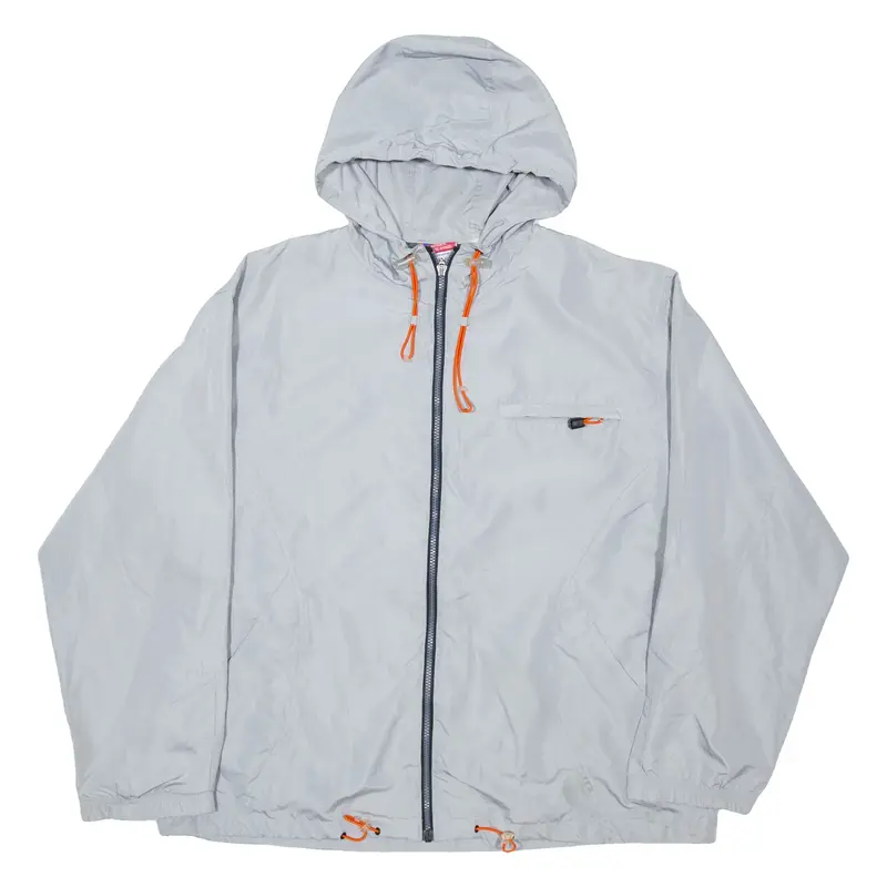 CHAMPION Mens Track Jacket Silver Nylon Hooded XL
