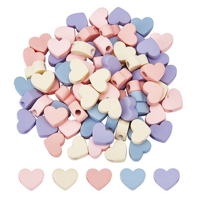 80Pcs 5 Colors Rubberized Style Opaque Acrylic Beads