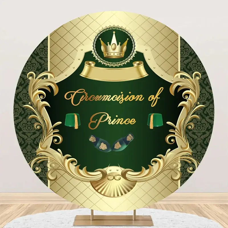 Green Gold Circumcision De Prince Round Backdrop