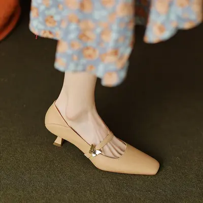 CHIKO Alex Anne Square Toe Kitten Heels Mary Jane Shoes