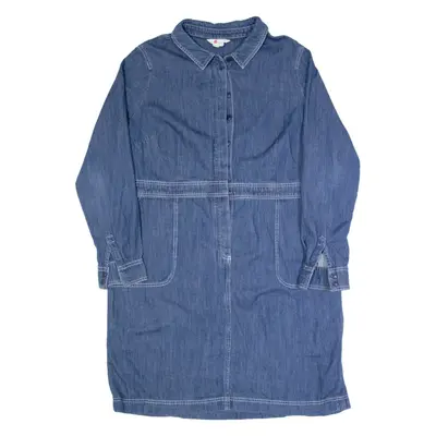 BODEN Womens Sheath Dress Blue Denim Long Sleeve Knee Length UK 20