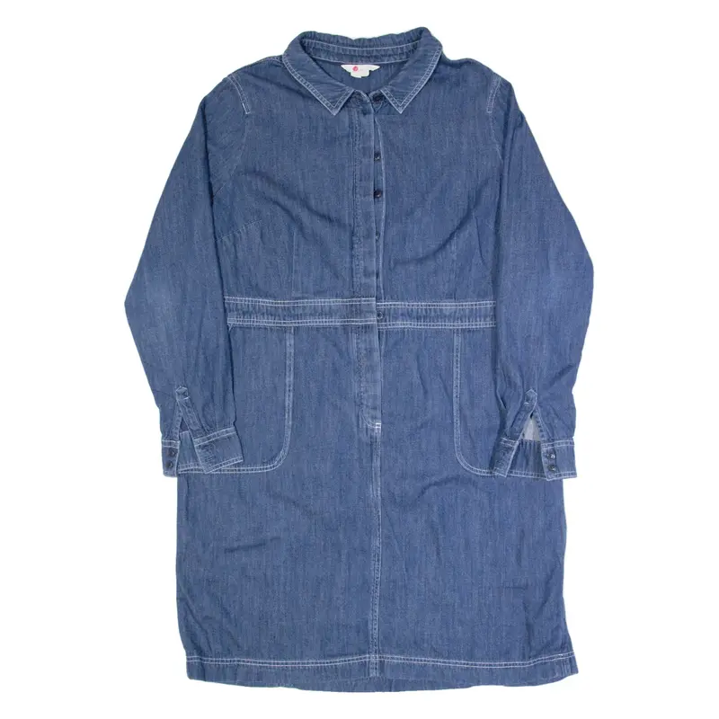 BODEN Womens Sheath Dress Blue Denim Long Sleeve Knee Length UK 20