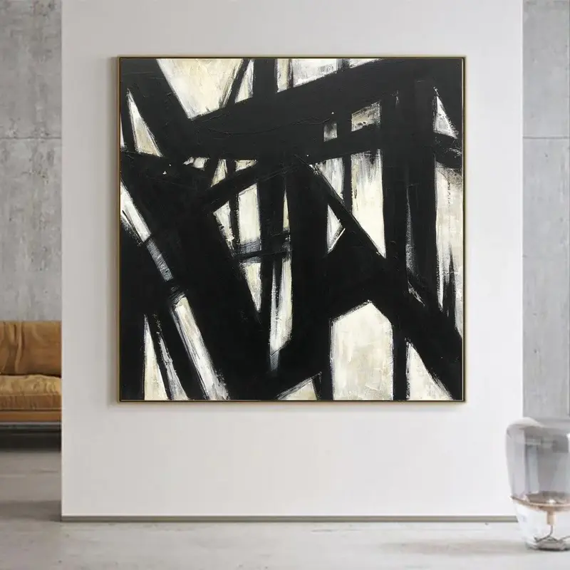 Original Abstract Black And White Art Franz Kline style Paintings On Canvas Heavy Textured Wall Art Modern Fine Art | NEW BEG...
