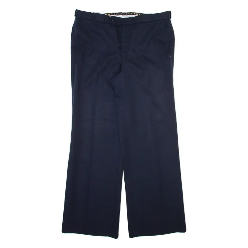 HERREN GLOBUS Mens Trousers Blue Regular Straight Wool W34 L30