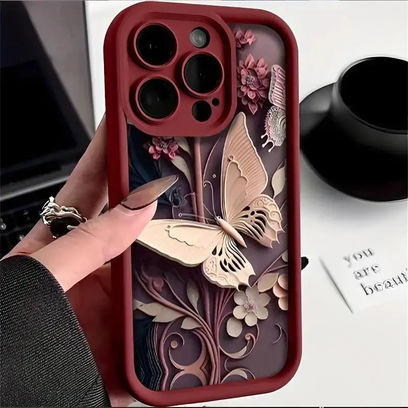 Butterfly Pattern Phone Case, Decorative Phone Protector Cover, Phone Accessories Compatible with iPhone 11 12 13 14 15 16 Pr...