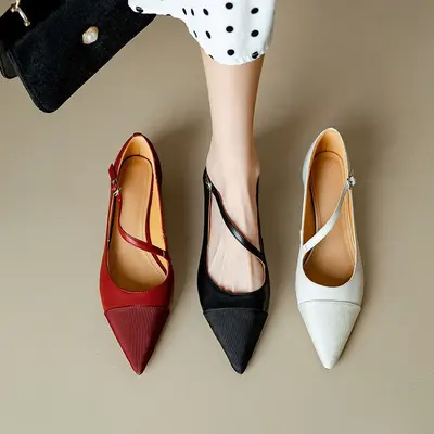 CHIKO Indamira Pointy Toe Block Heels Mary Jane Shoes
