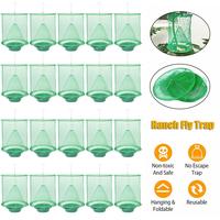 Dazone Ranch Fly Trap Reusable Hanging Fly Catcher Cage with Plastic Pots Flies Killer Control for Indoor and Outdoor, Family...
