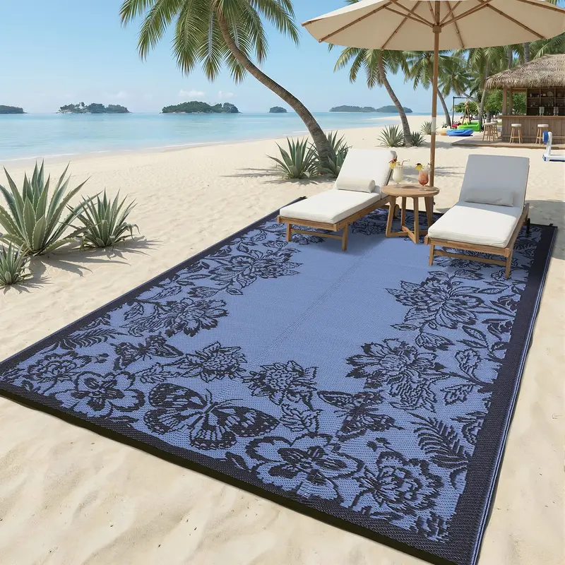 Garvee Waterproof Reversible Outdoor Rug 9x12ft - Large Plastic Straw Patio Carpet - Easy Clean, UV Protection, Weather-Resis...