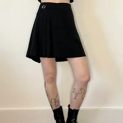 Unbranded Mini Pleated Skirt - 25W UK 6 Navy Viscose Blend