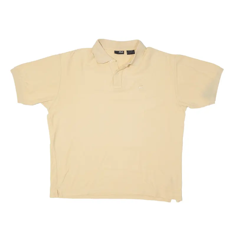 FILA Polo Shirt Cream Short Sleeve Mens L
