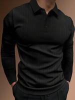 Men's Solid Buttons Polo Shirt, Fall Outfits, Regular Fit Casual Long Sleeve Top for Fall, Polo Shirts Men, Menswear for Dail...