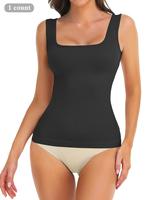 Women's Tummy Control Shapewear Tank Tops, Slim Fit Casual Square Neck Seamless Ribbed Compression Tops, Waist Trainer Shaper...