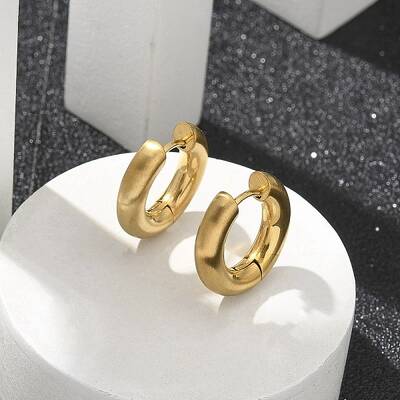 Frosted 304 Stainless Steel Huggie Hoop Earrings for Women
