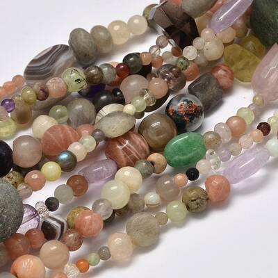 Nuggets Natural & Synthetic Mixed Stone Bead Strands