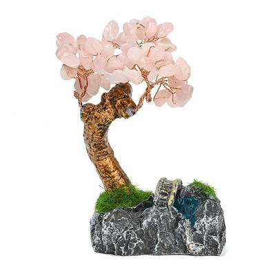 Natural Rose Quartz Chips Money Tree Decorations
